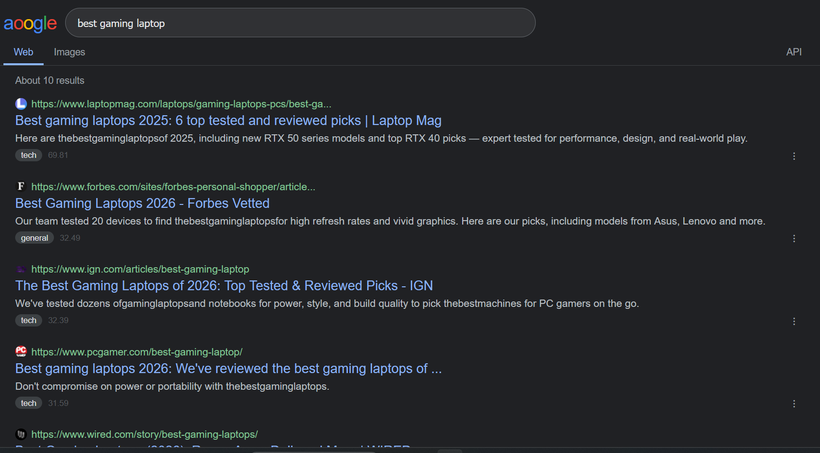 arlong search results for best gaming laptop